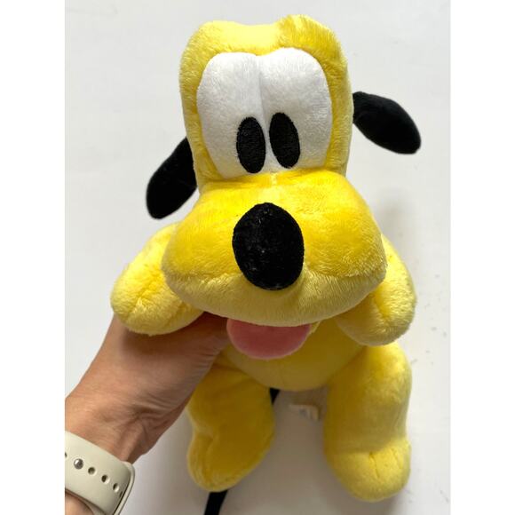Disney Parks 14"  Pluto Plush Stuffed Animal Dog Yellow Green Collar - Picture 2 of 6
